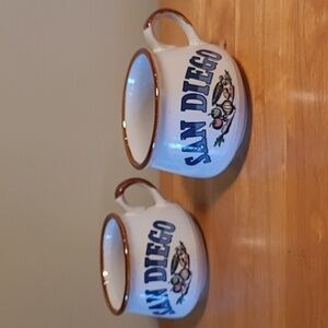 SAN DIEGO Speckled Ceramic Souvenir Hot Beverage Or Soup Mugs, Set of 2